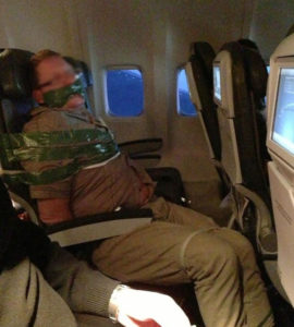 Icelandair passenger tied up