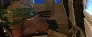 Icelandair passenger tied up