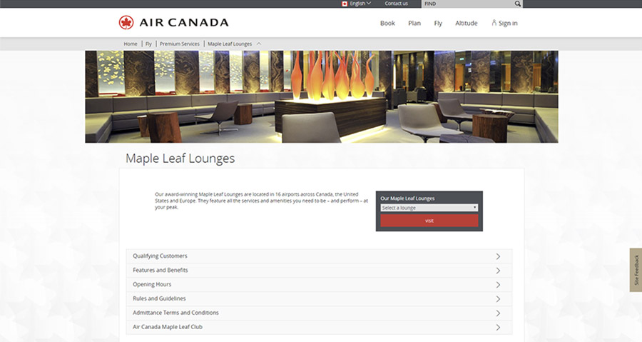 air canada maple leaf lounges