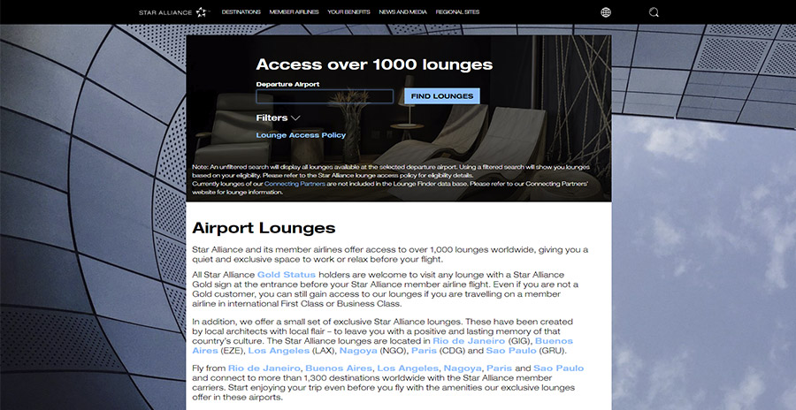 star alliance airport lounges