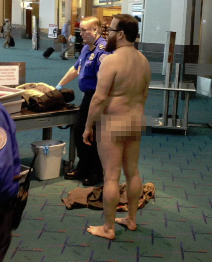 Naked man at Portland Airport