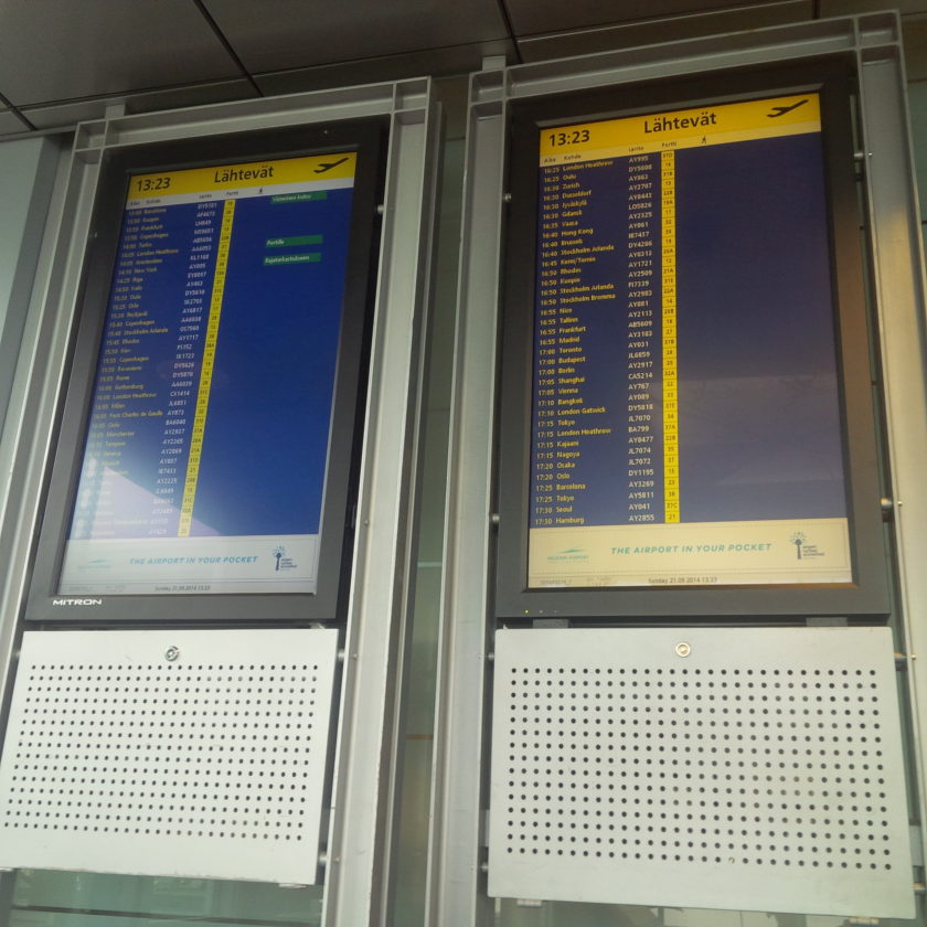 Helsinki Airport flight board