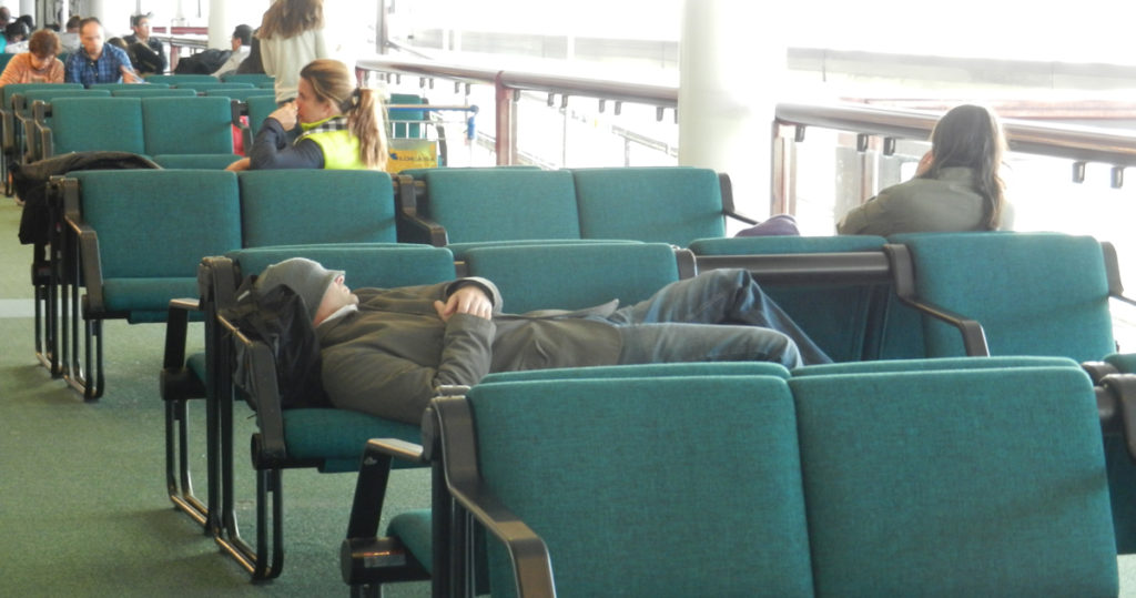 Sleeping in Santiago de Chile Airport