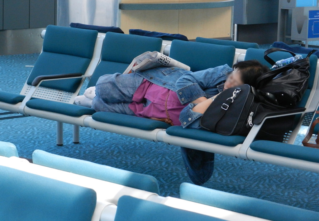 Sleeping in Vancouver Airport