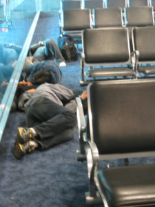Sleeping on Miami Airport Floor