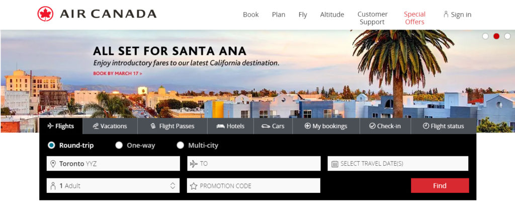 air canada web site