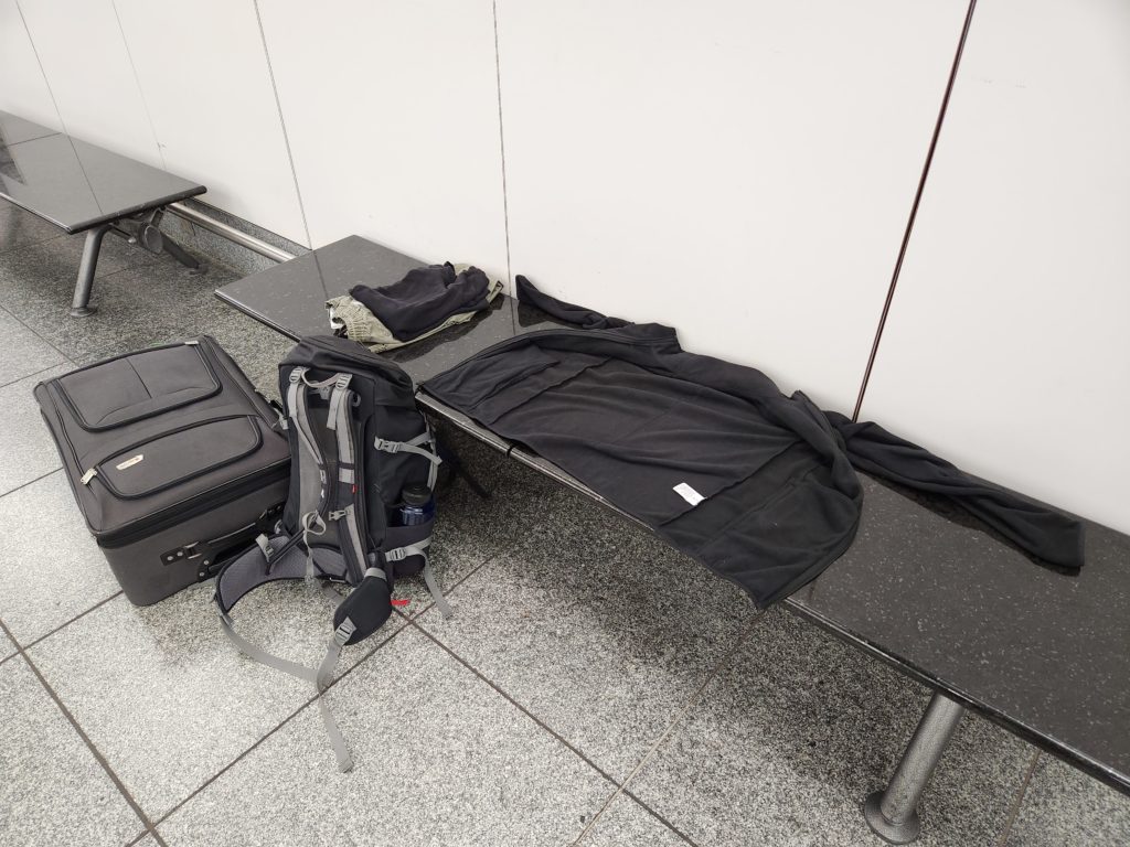 sleeping in Montreal Airport