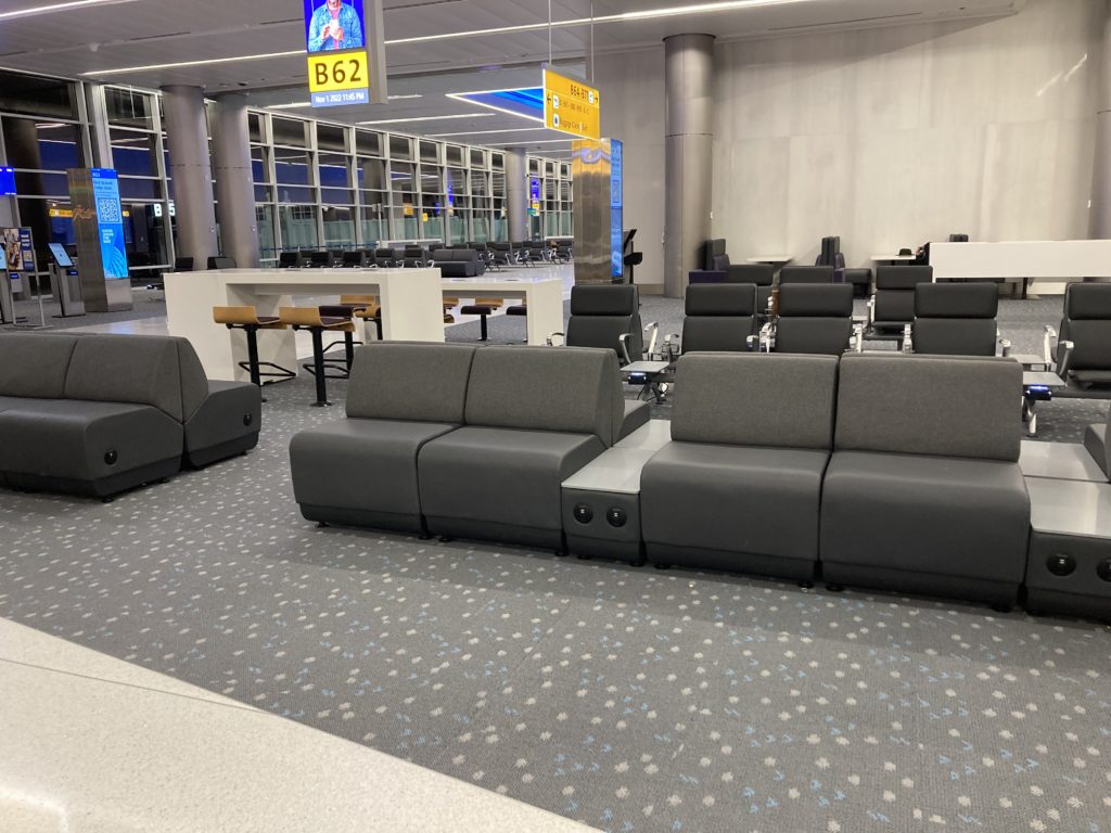 Denver Airport rest area seats