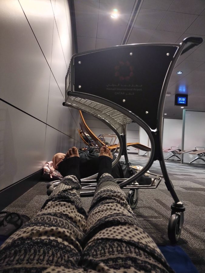 sleeping in Doha Airport