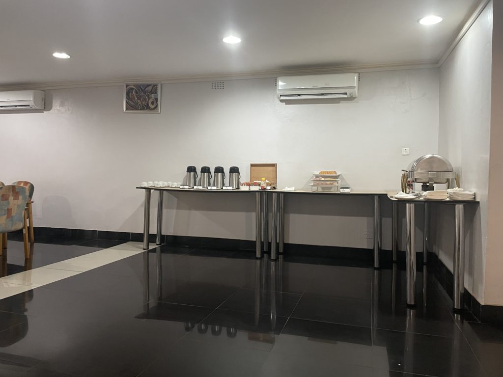 blantyre chileka airport lounge beverage table